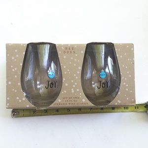 RAE DUNN Christmas Joy Stemless Wine Glass Set 2